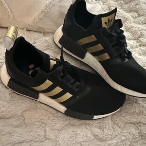 Adidas Nmd size 7 black and gold